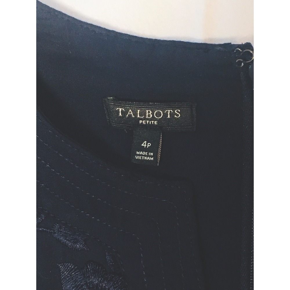 Talbots Navy Blue Cocktail‎ sleeveless Dress Lace 37 in length 4P Very Dressy - Picture 8 of 9